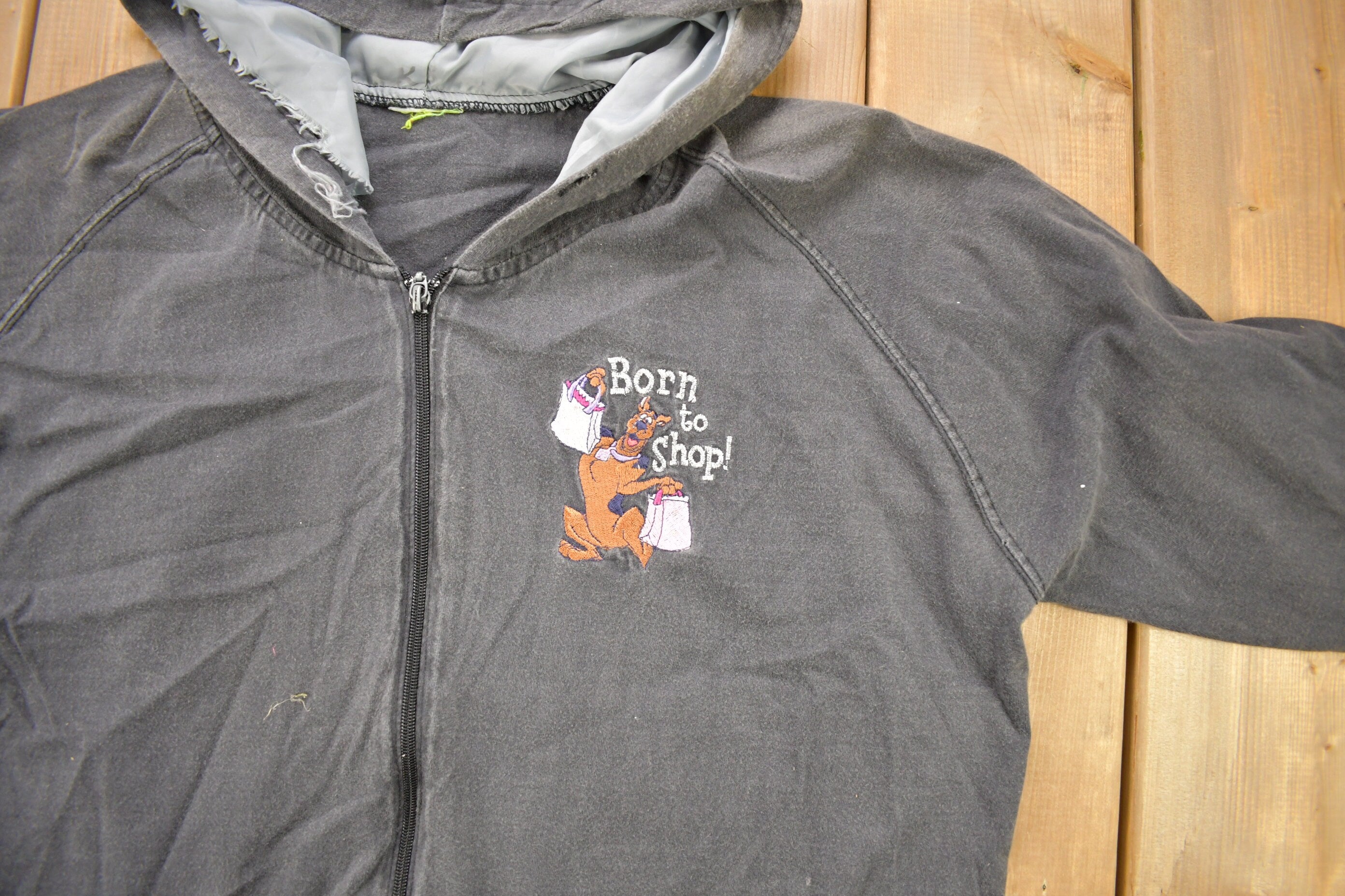 Vintage 1990s Scooby Doo Born To Shop Zip Up Hoodie