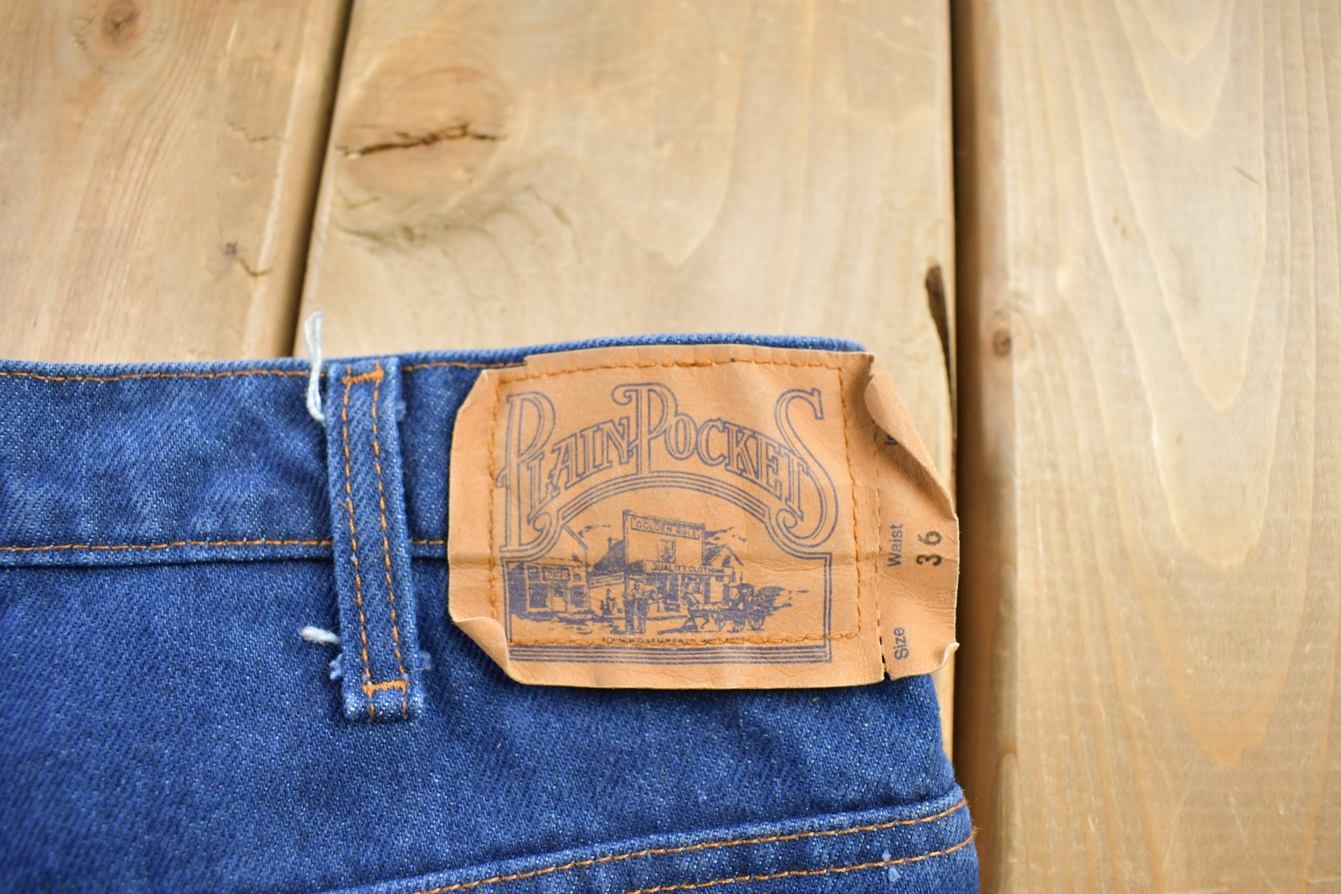 Vintage 1970s 'Plain Pockets' Denim Jeans Size 34x29