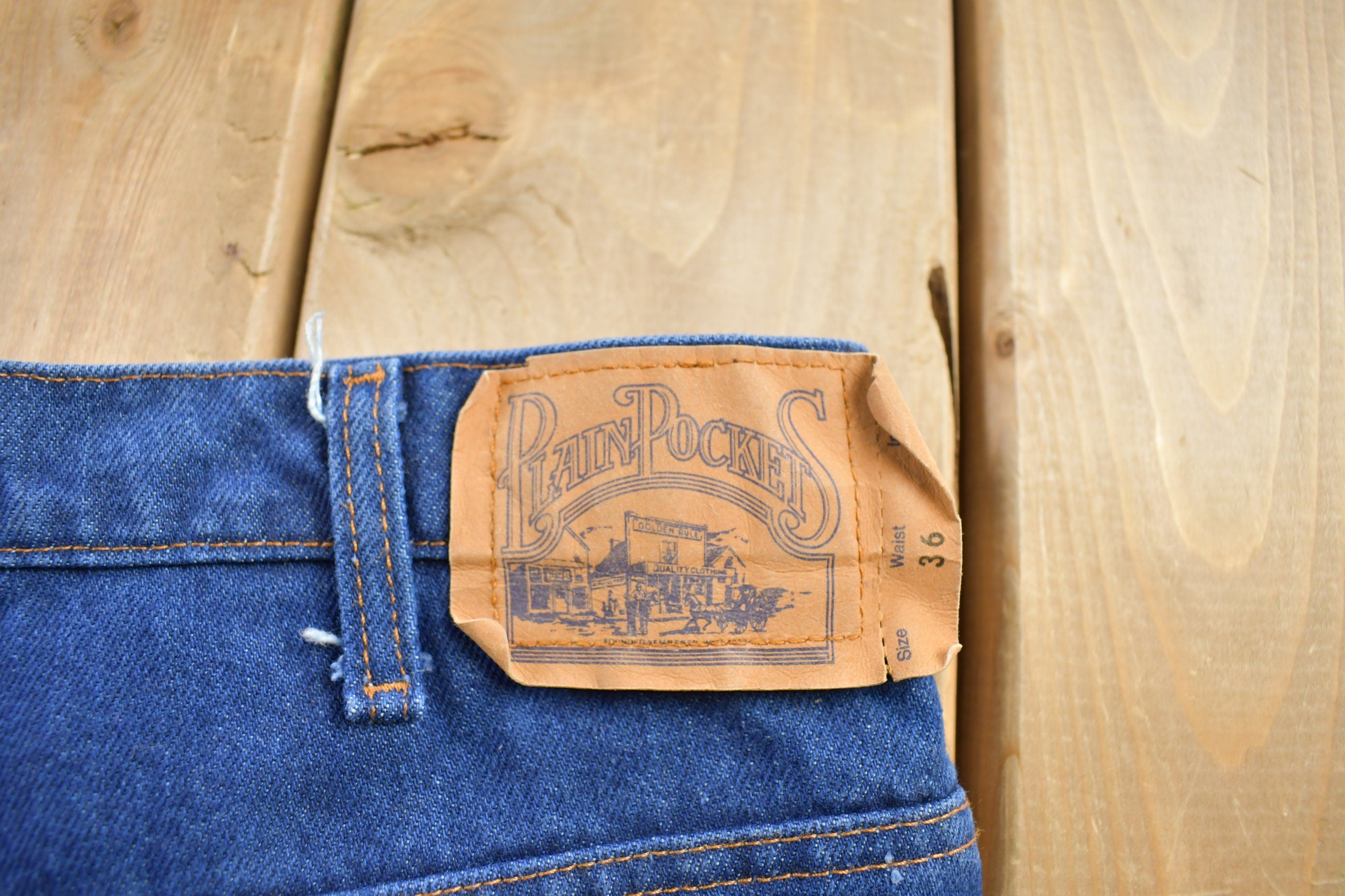 Vintage 1970s 'Plain Pockets' Denim Jeans Size 34x29