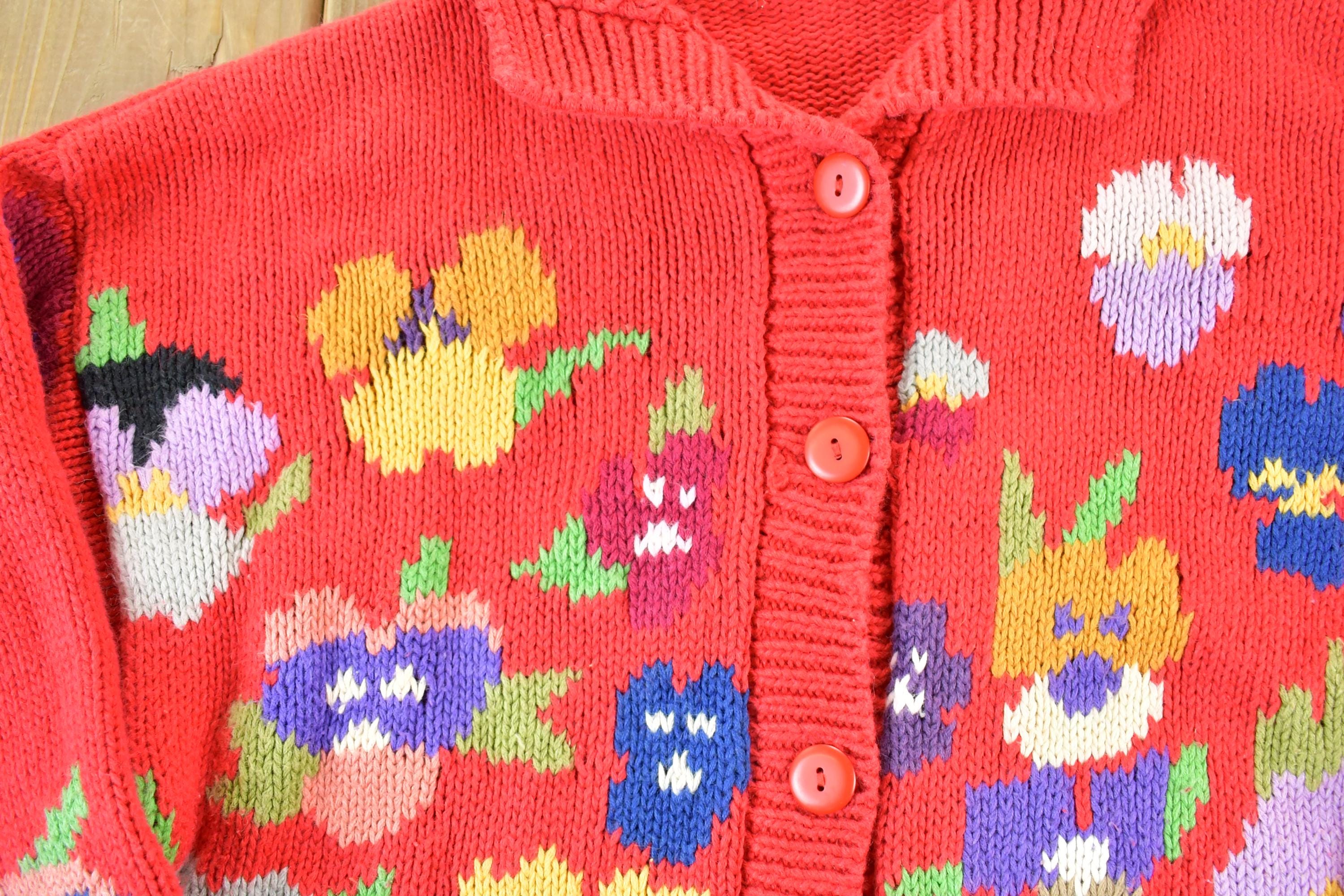 Vintage 1990s Knit Abstract Pattern Crewneck Sweater Womens M