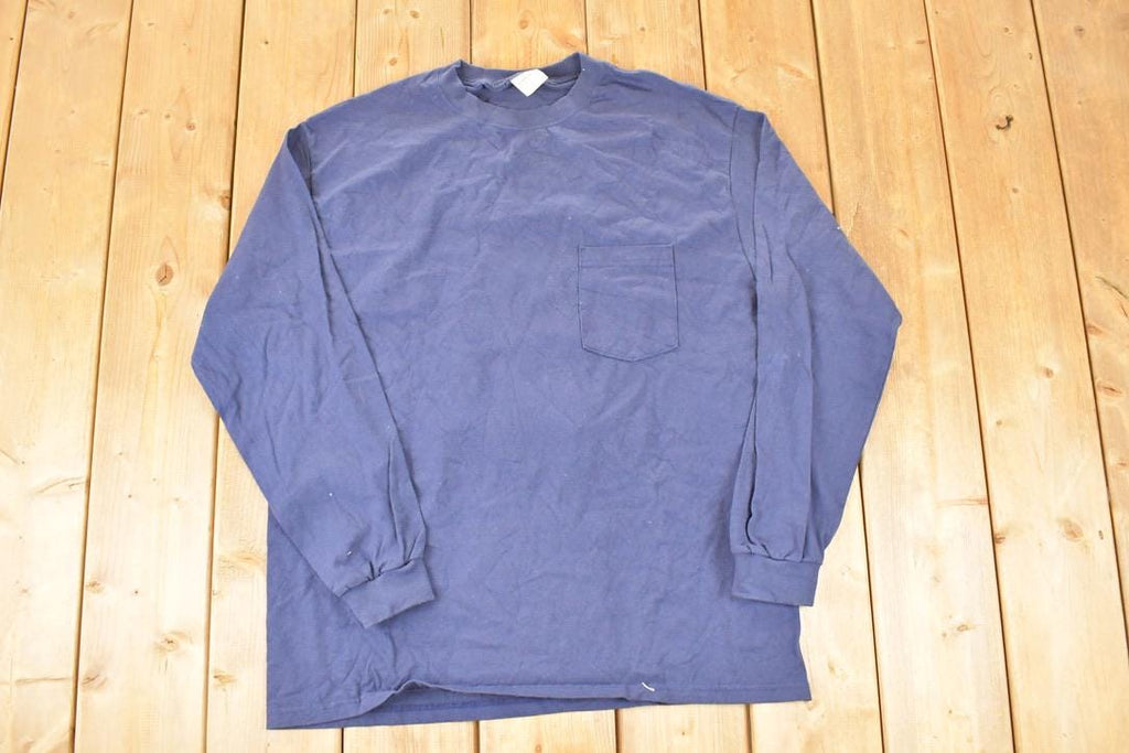 Vintage 1990s Windridge Blank Blue Crewneck Sweatshirt Men's L