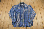 Vintage 1980s Wrangler Plaid Button Up Western Shirt Made In USA
