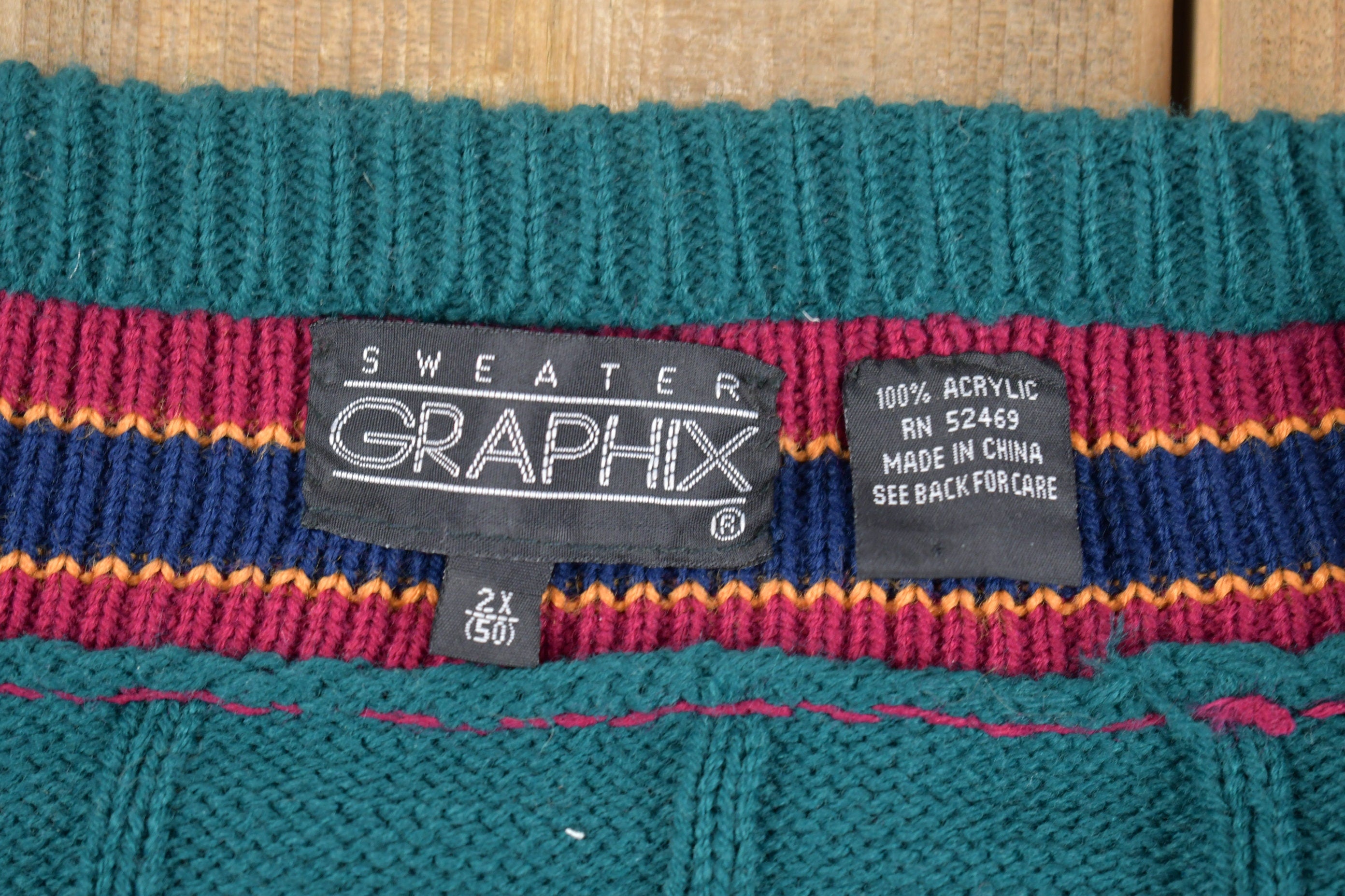 Vintage 1990s Sweater Graphix Crest Logo Knit V Neck Sweater
