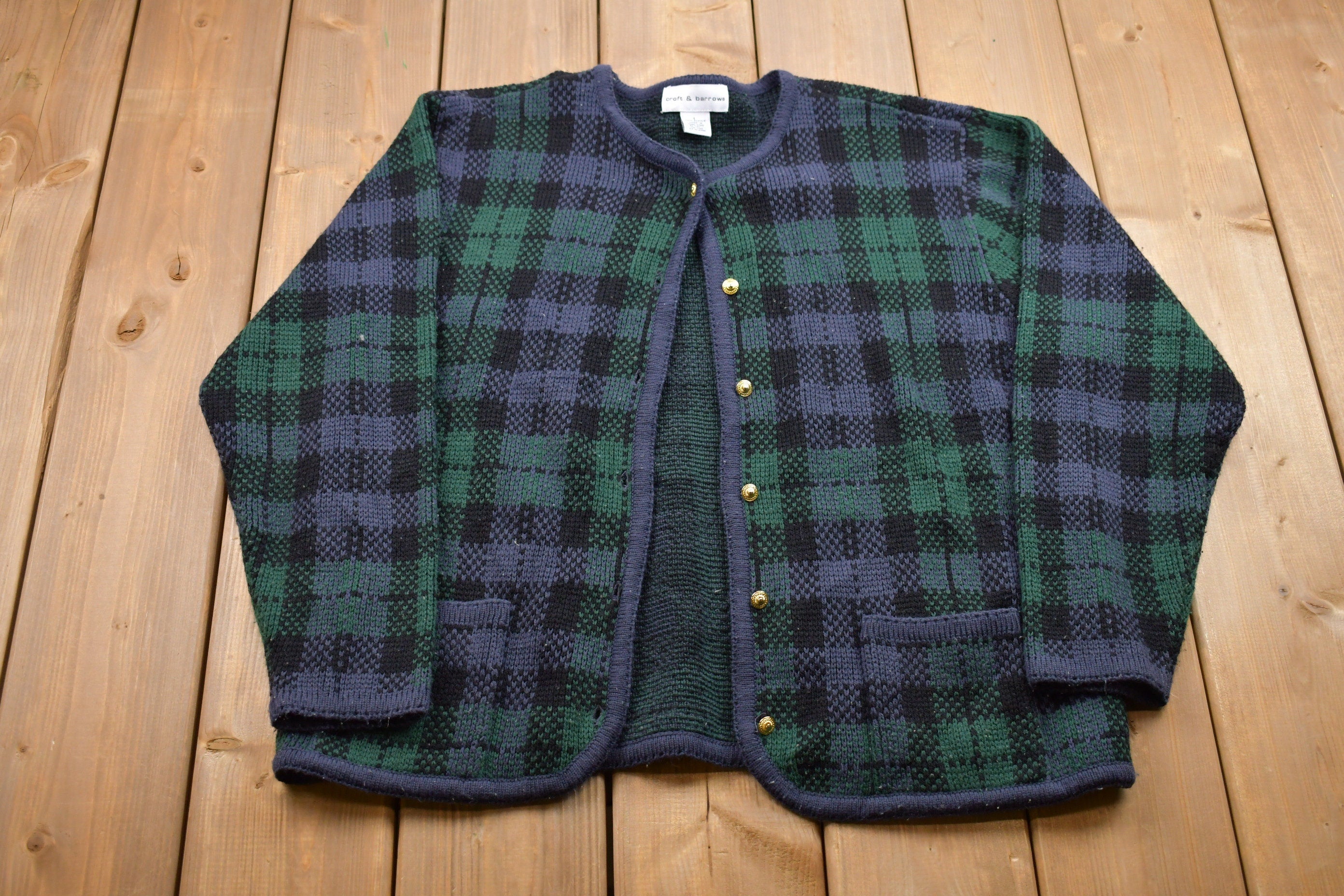 Vintage 1990s Croft & Barrow Plaid Knitted Sweater