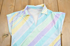Vintage 1990s Diagonal Stripe Collar Sleeveless T-Shirt