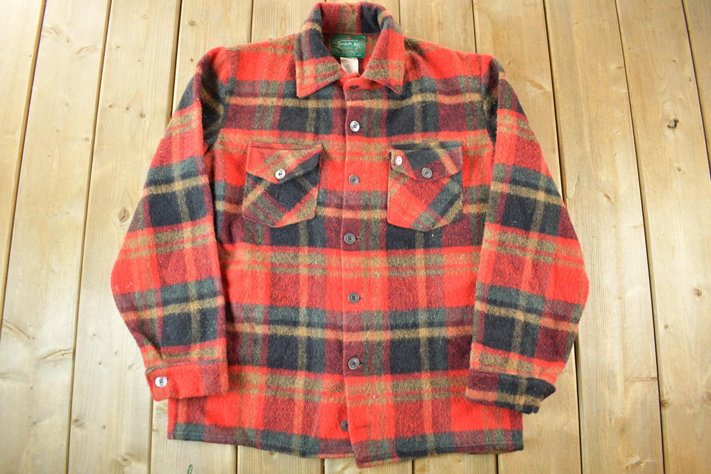 Vintage 1970s Canadian Lumber Jac Wool Flannel Shirt Jacket Men's M-L