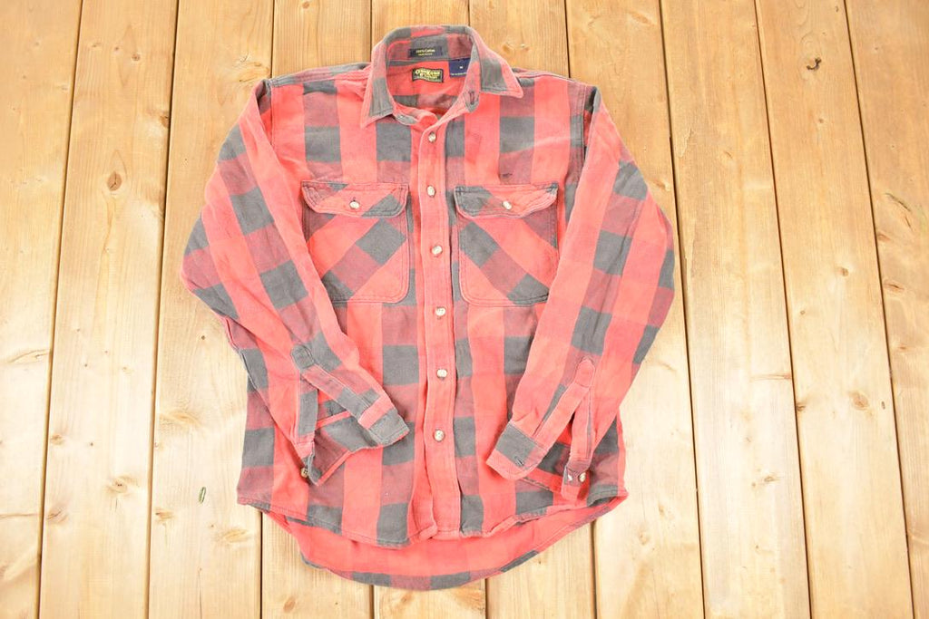 Vintage 1990s Osh Kosh Plaid Western Style Button Up Shirt Men's M