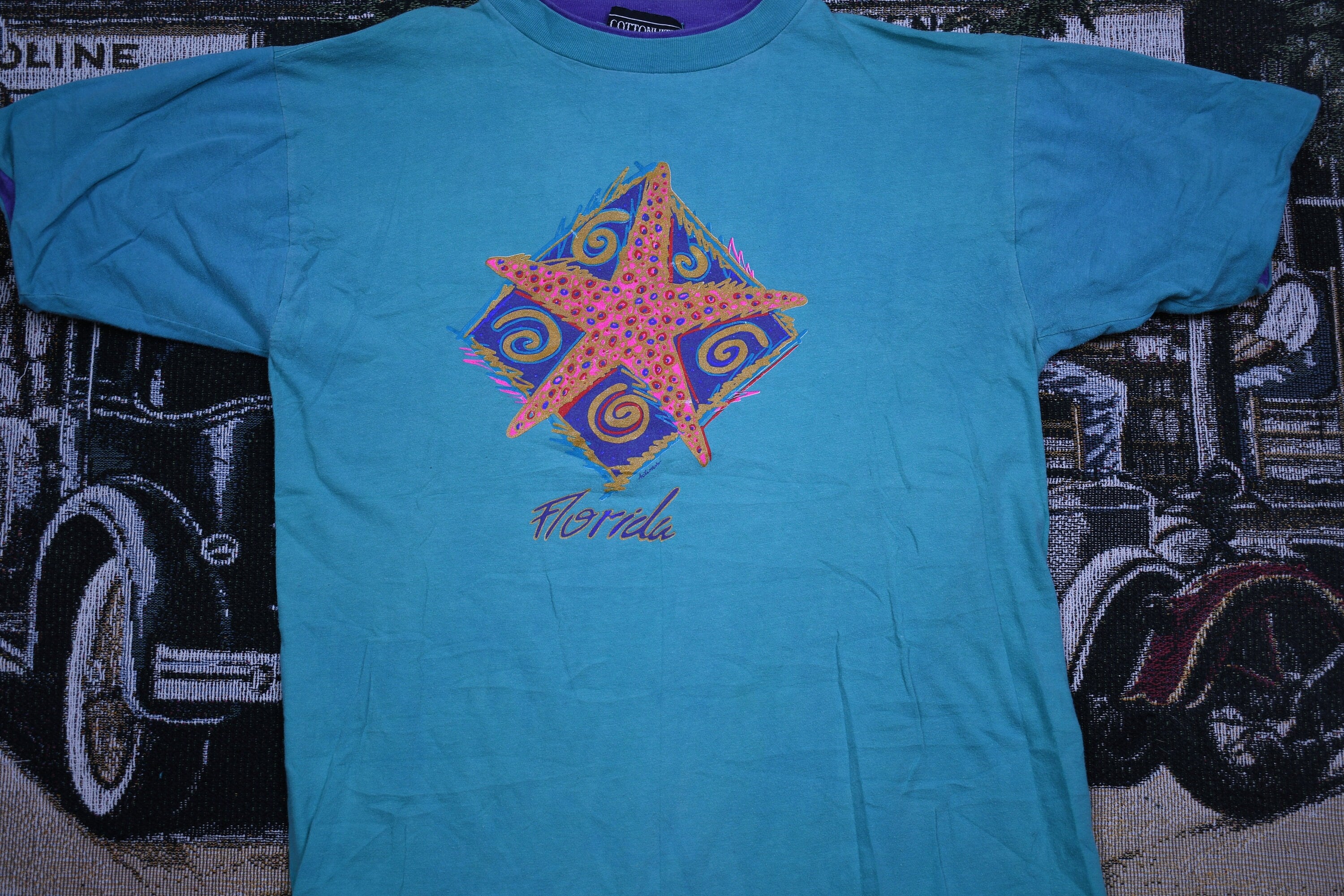 Vintage 1990s Florida Star Fish Graphic Souvenir T Shirt