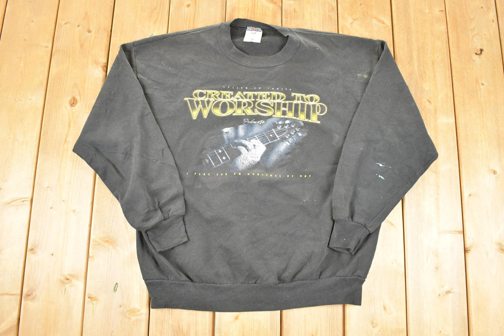 Vintage 1990s Created To Worship Jesus Guitar Crewneck Sweatshirt Men's L
