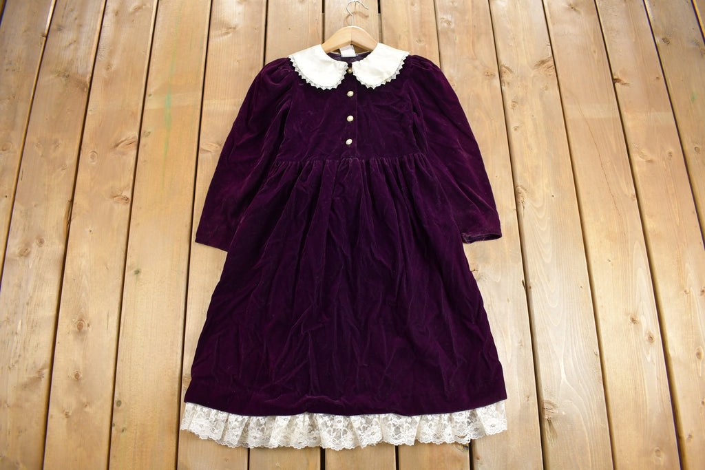 Vintage 1980s Purple Velvet Dress