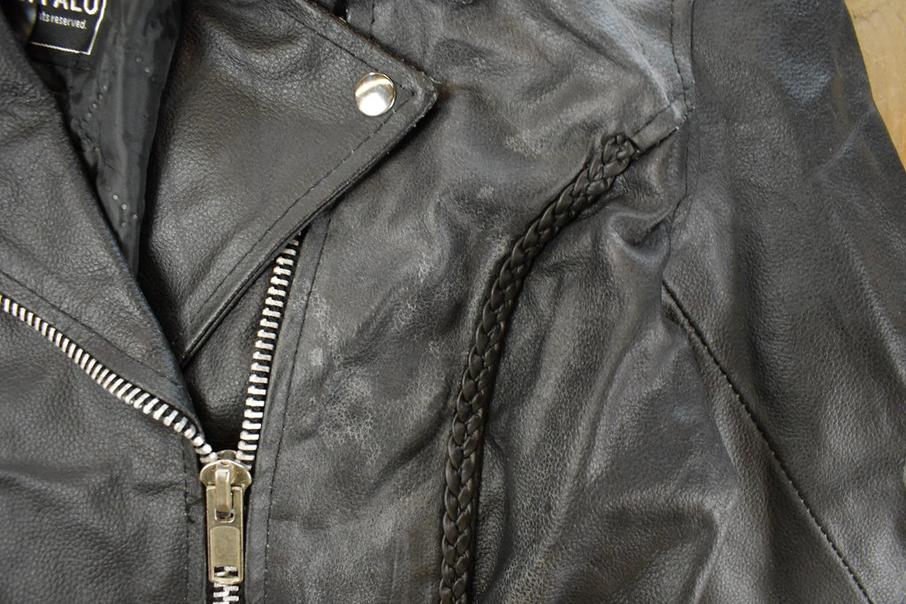 Vintage 1990s Rocky Mountain Hide Leather Motorcycle Jacket Women's S