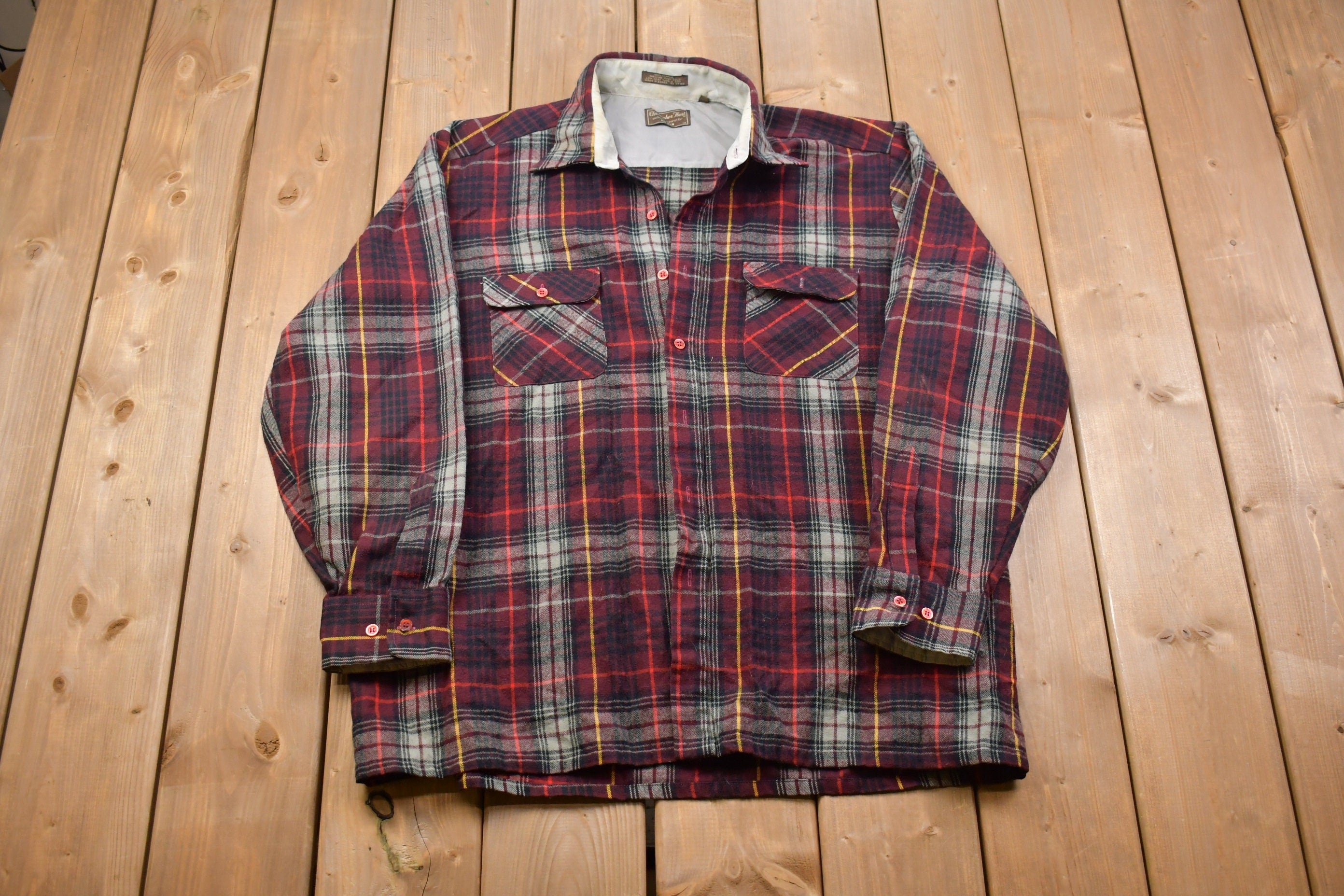 Vintage 1990s Christopher Heart Plaid Lined Button Up Shirt