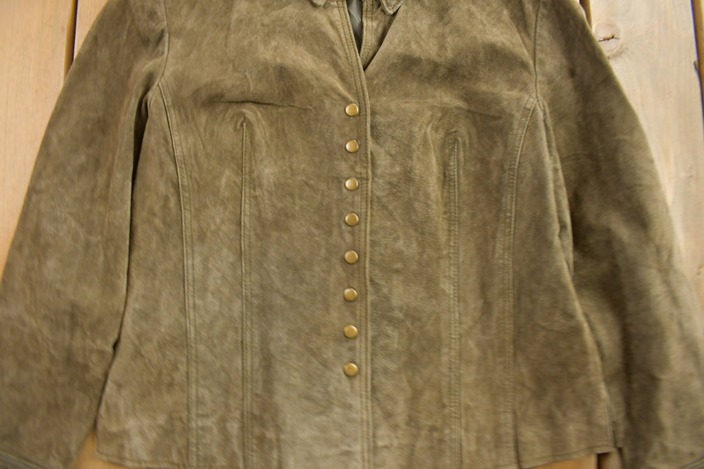 Vintage 1990s Cold Water Creek Green Suede Jacket