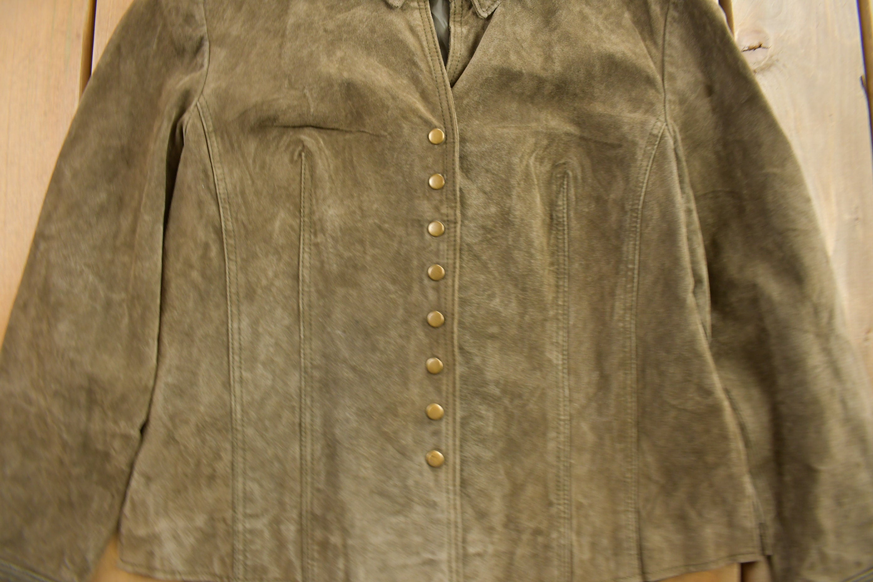 Vintage 1990s Cold Water Creek Green Suede Jacket