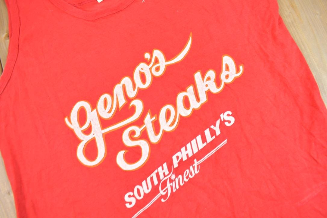 Vintage 1990s Geno's Steaks South Philly's Finest Graphic Tank Top Shirt