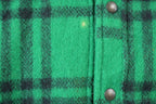 Vintage 1980s LL Bean Green Buffalo Plaid Wool Button Up Shirt