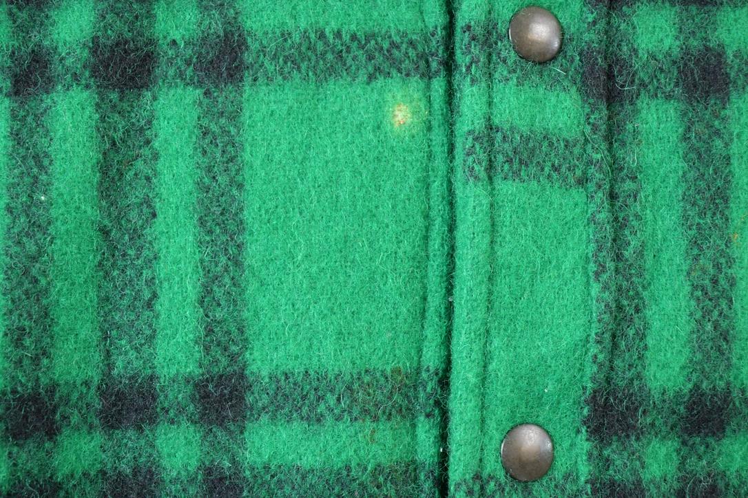 Vintage 1980s LL Bean Green Buffalo Plaid Wool Button Up Shirt