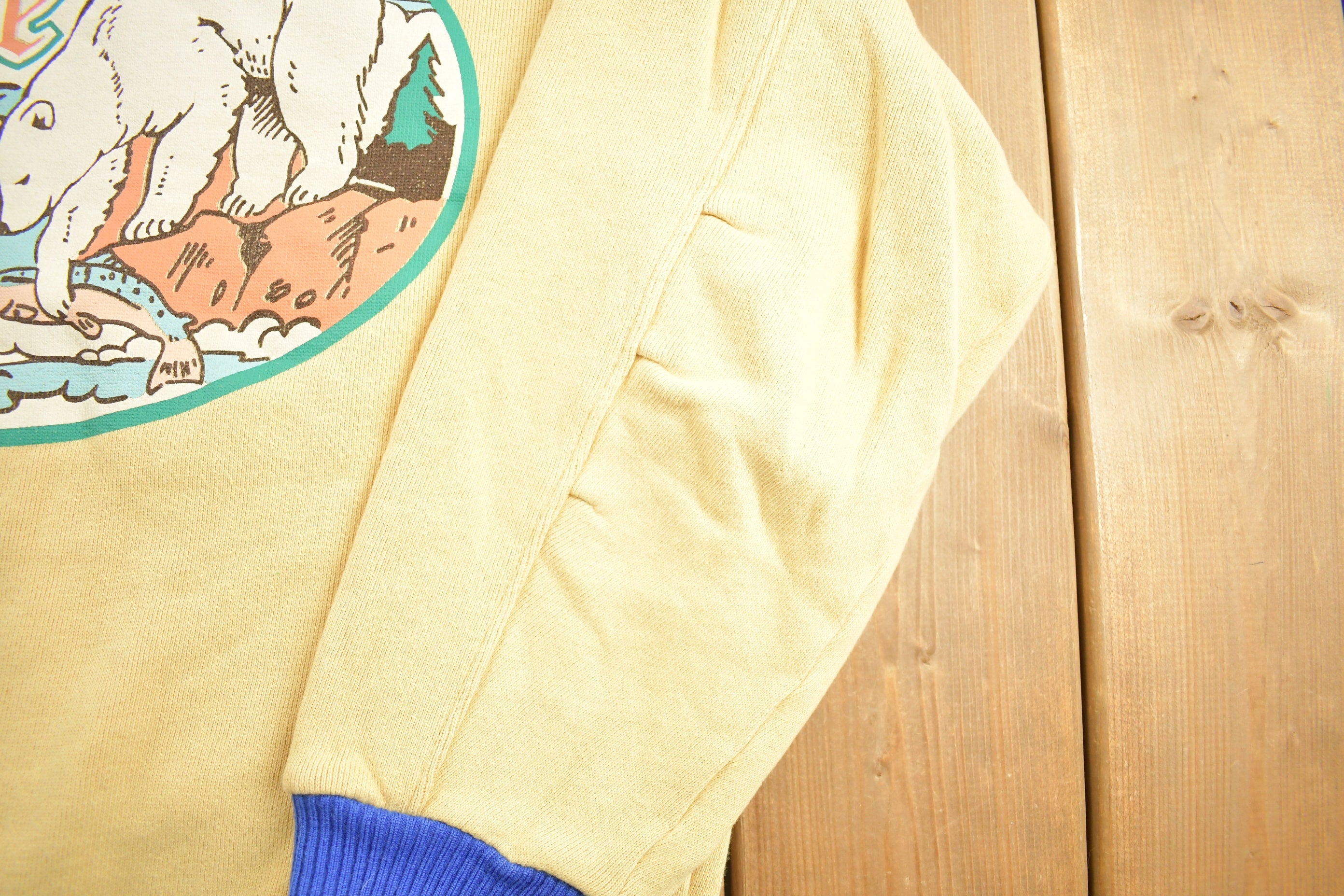 Vintage 1980s Xaline Polar Bear Fish Theme Turtleneck