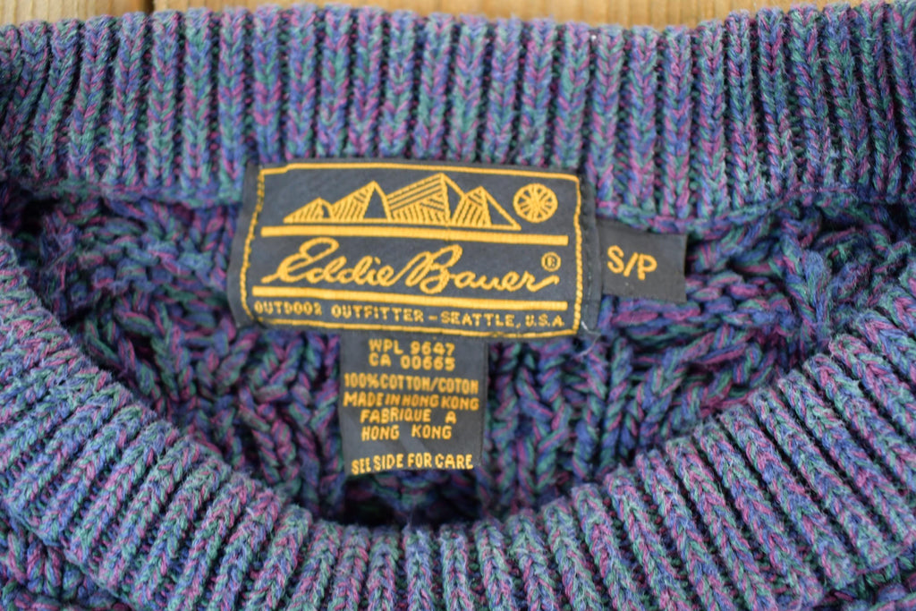 Vintage 1990s Eddie Bauer Cable Knit Abstract Pattern Crewneck Sweater Made In Hong Kong  90s Crewneck  Preppy Knits