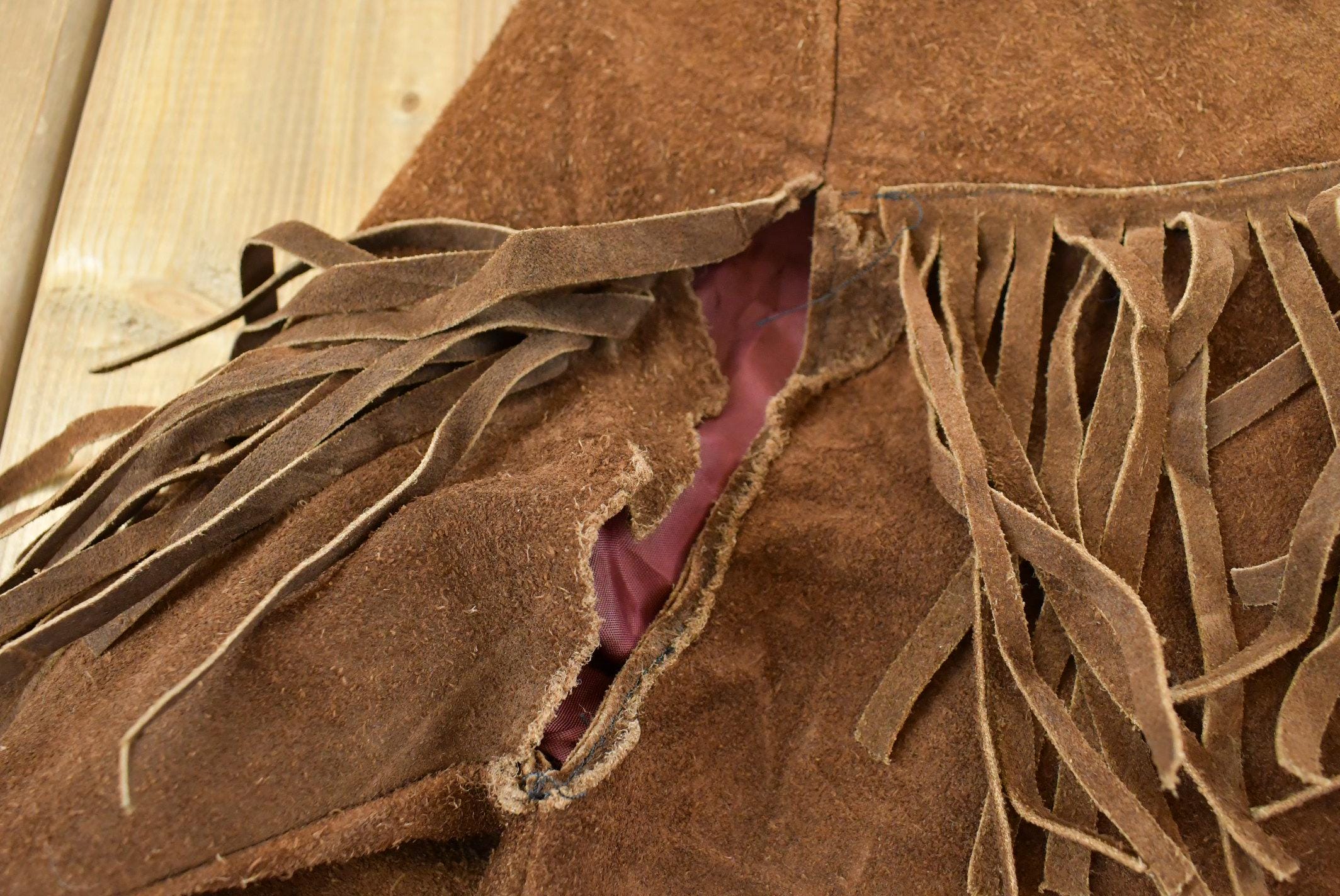Vintage 1960s Suede Leather Western Fringe Jacket Womens M /