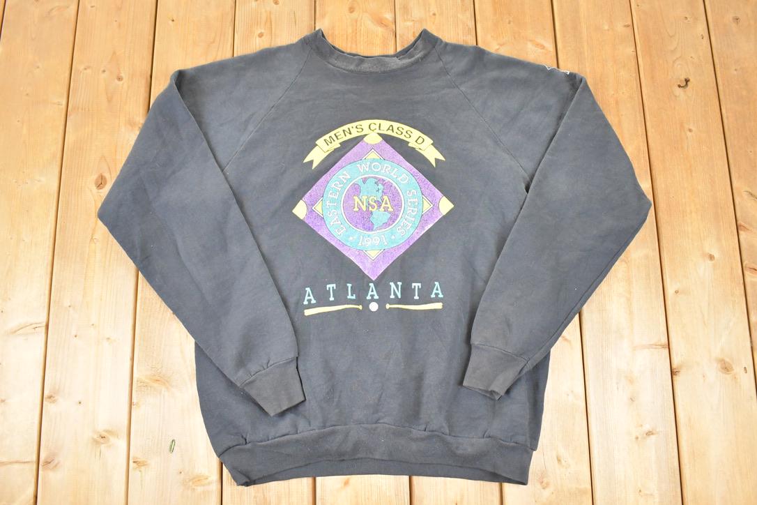 Vintage 1991 Eastern World Series AtlantaBaseball Crewneck Sweatshirt Men's L