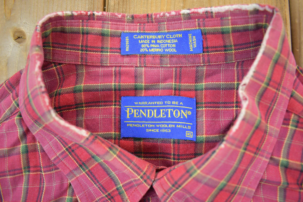 Vintage Pendleton Red Plaid Button Up Board Shirt