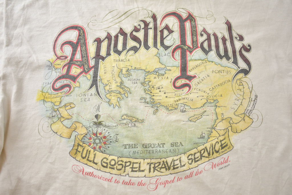 Vintage 1990s Apostile Paul Full Gospel Travel Service Graphic T-Shirt