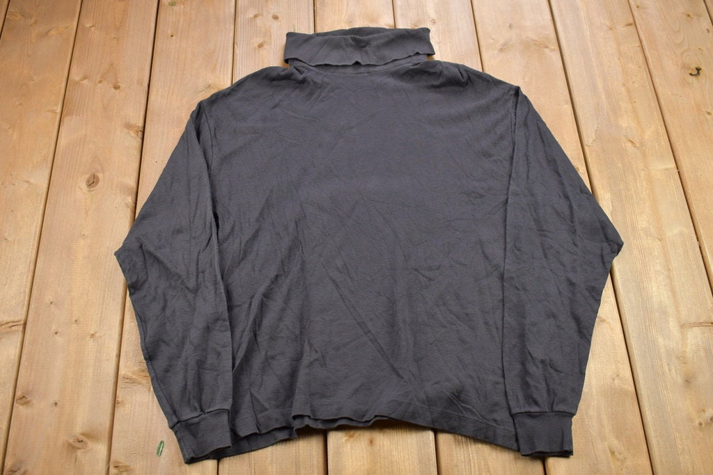 Vintage 1990s Robert Bruce Blank Black Turtleneck Sweatshirt