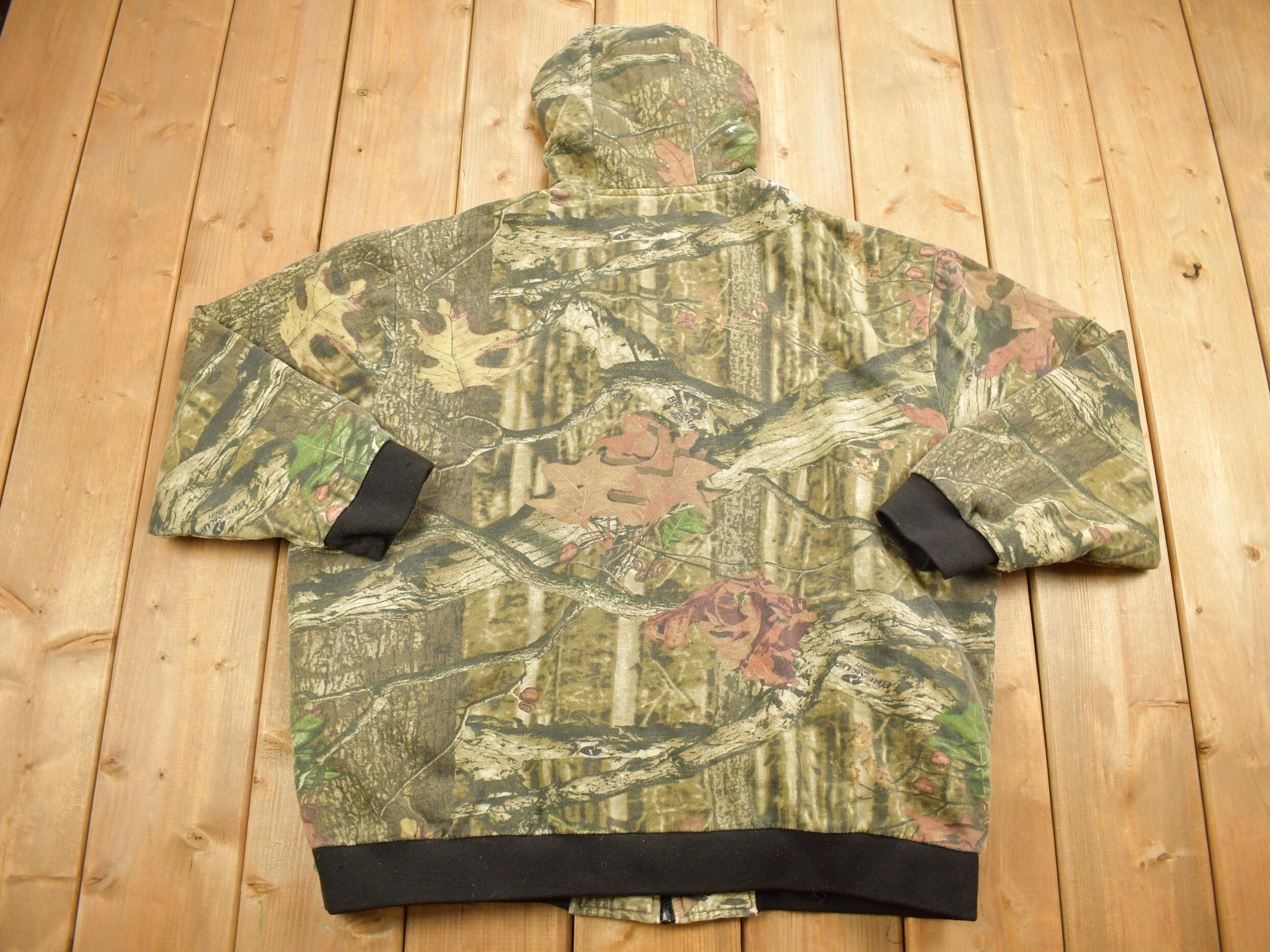Vintage 1990s Liberty Camo Zip Up Graphic Hoodie / 90s Hoodie / Vintage Sweater / 90s Full Zip / Color Block / Hunting Jacket