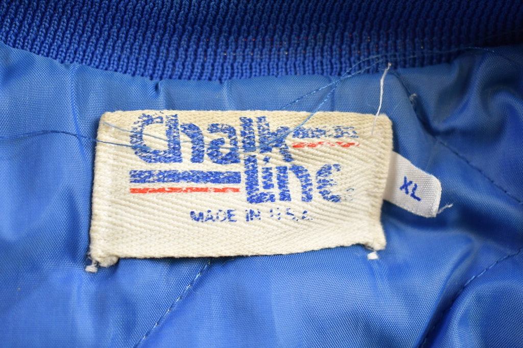 Vintage 1990s NLF Pro Set Coaching Clinic Chalk Line Satin Bomber Jacket