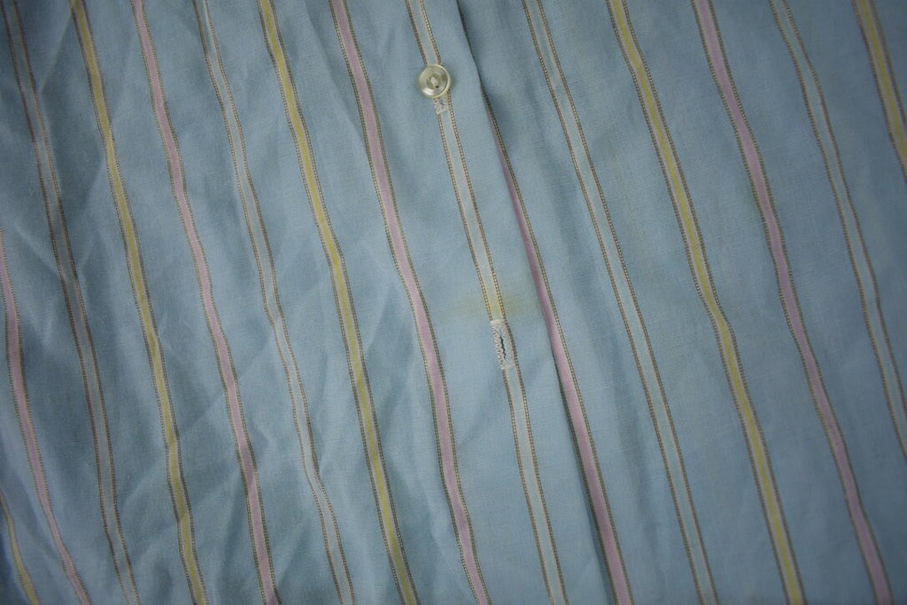 True Vintage 1970s Shirt Accent Striped Button Down Shirt Size 40 Made In USA