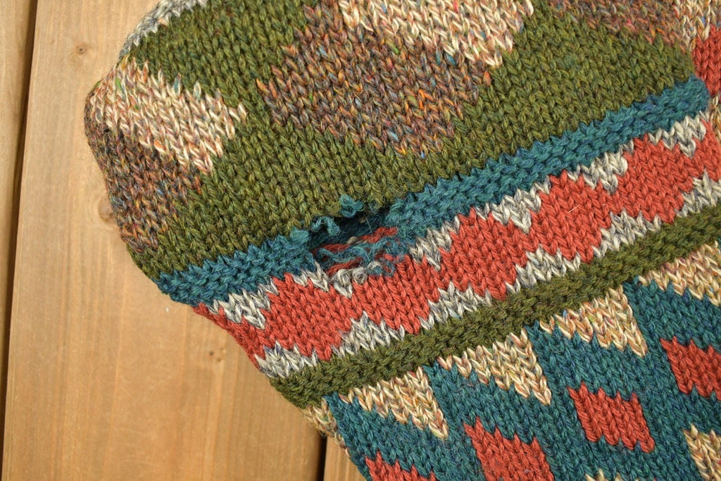 Vintage 1990s Patterned Knitted Crewneck Sweater