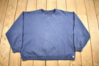 Vintage 1990s Russell Athletics Navy Blue Blank Crewneck Sweatshirt