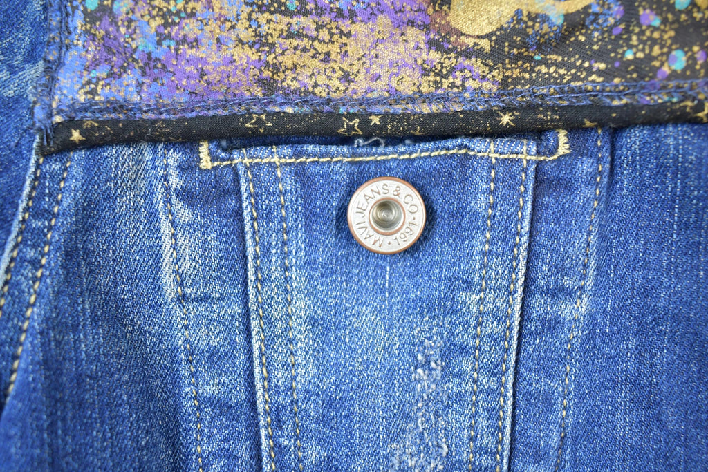 Vintage 1990s Maui Jeans Co Fancy Embellished Jean Jacket Made In USA