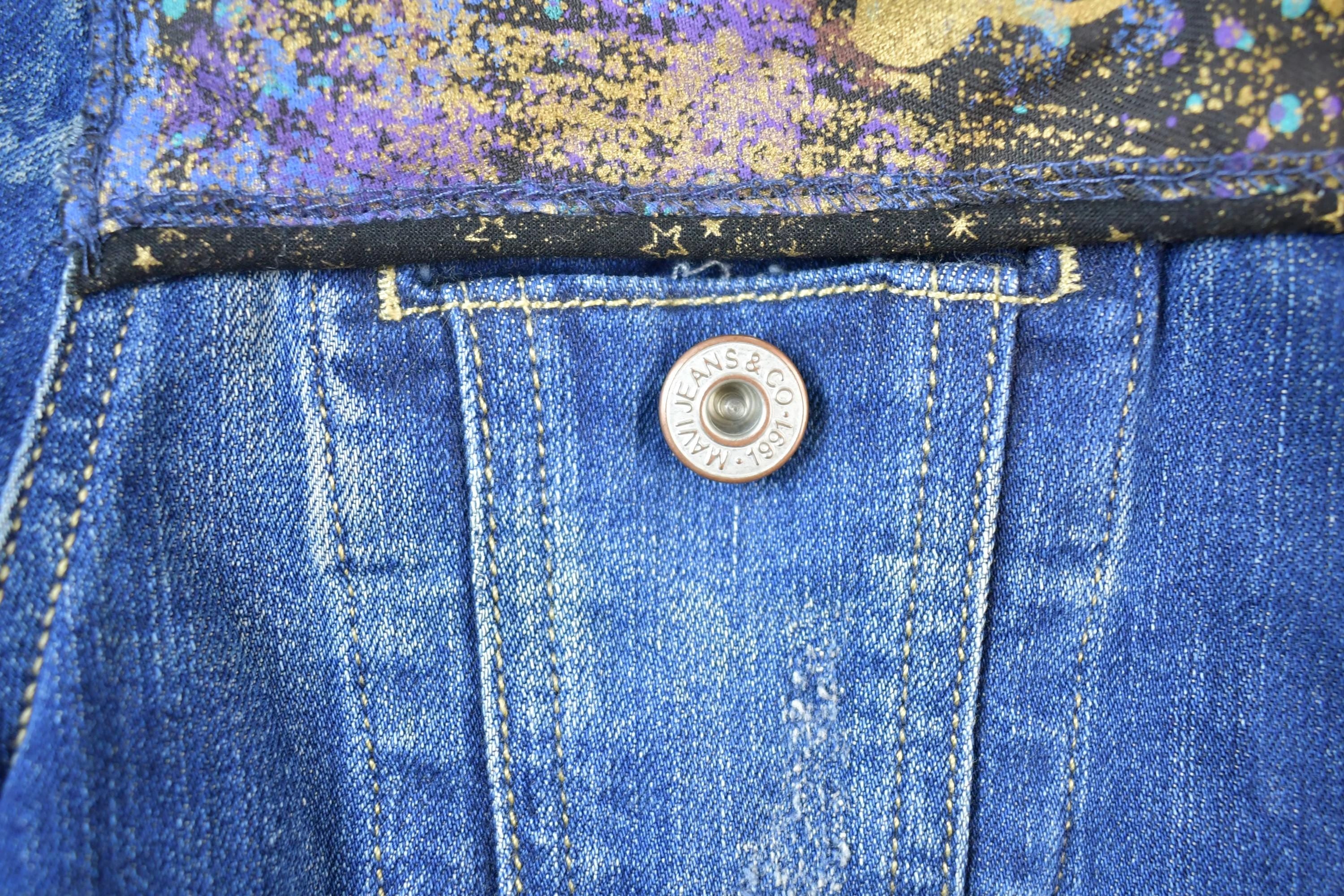 Vintage 1990s Maui Jeans Co Fancy Embellished Jean Jacket Made In USA