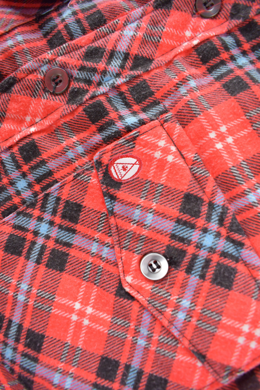 Vintage 1980s Bell Shirt Red Plaid Button Up Flannel Shirt Size S Made In Canada