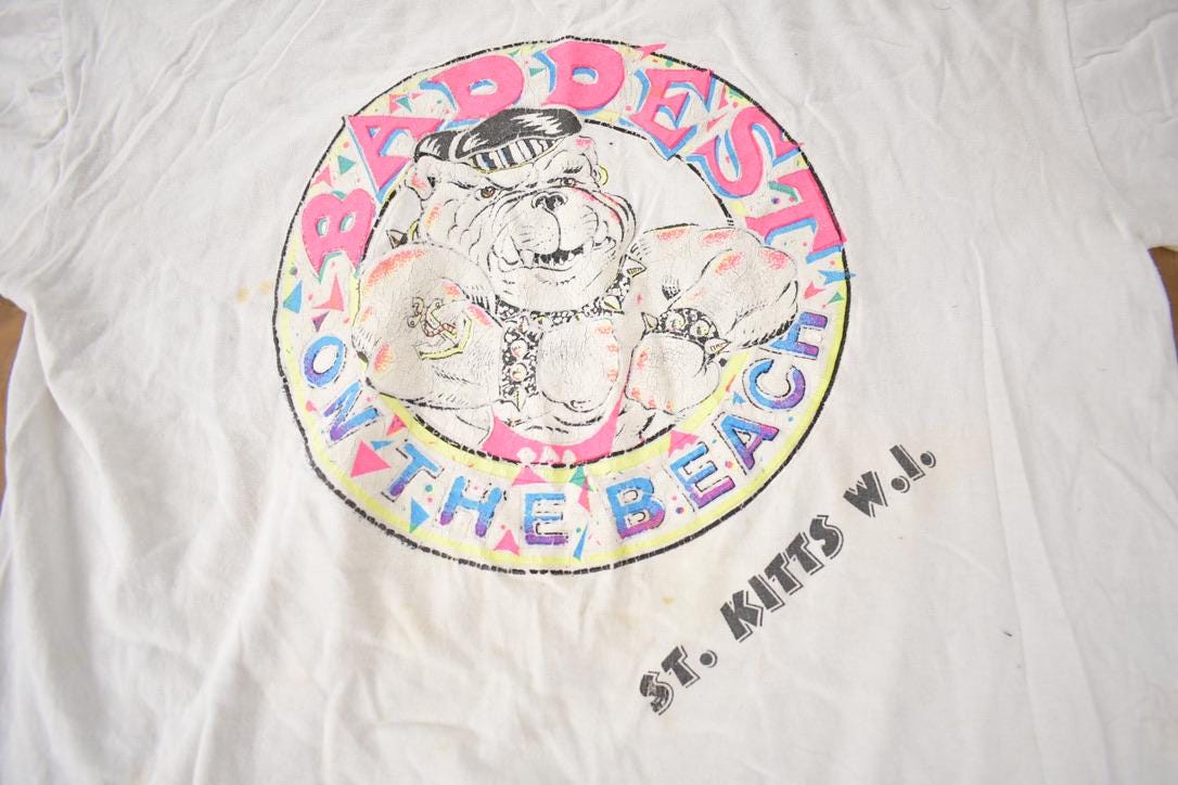 Vintage 1990s Baddest On The Beach St. Kitts Wisconsin Souvenir Single Stitch T Shirt Made In USA