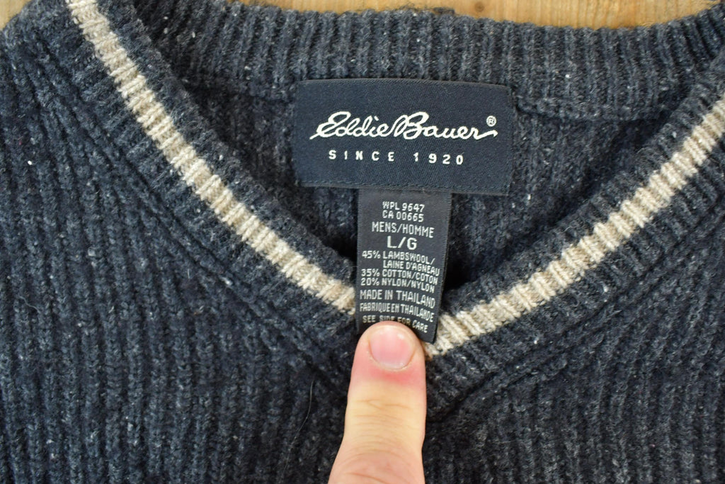 Vintage 1990s Eddie Bauer Knit Abstract Pattern Crewneck Sweater Mens Large  90s Crewneck  Preppy Knits  Wool Blend  Cotton Blend