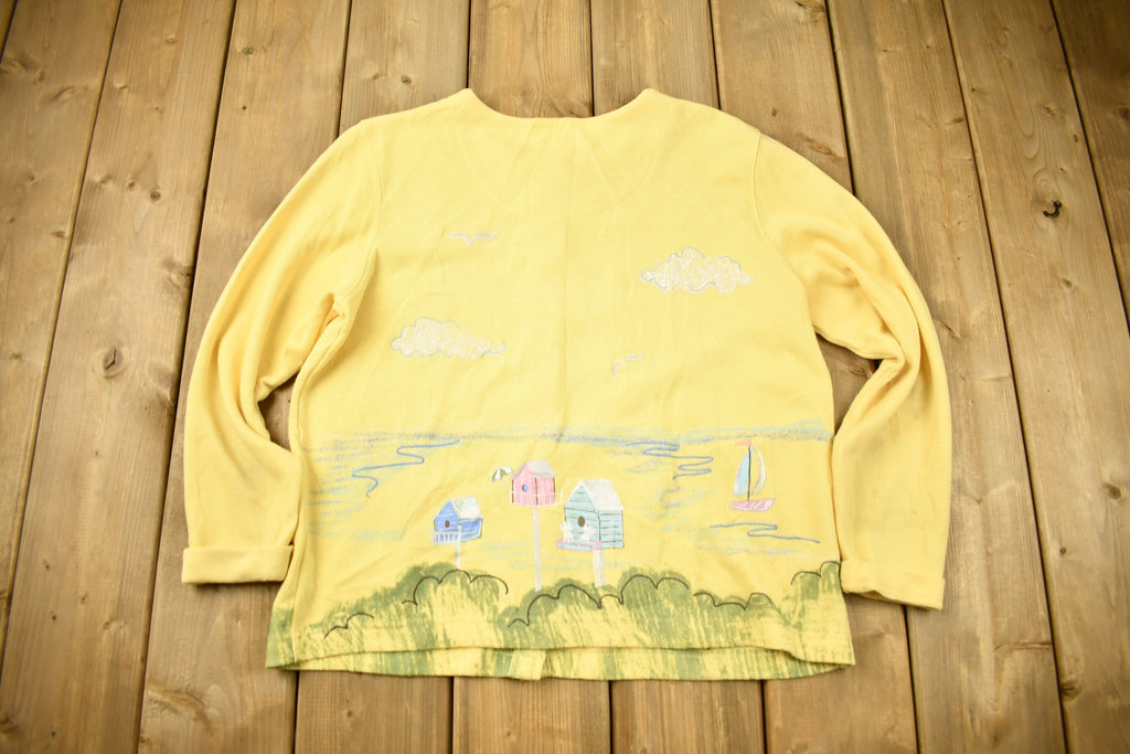 Vintage 1990s Christopher & Banks Sea Shore Cardigan Sweater
