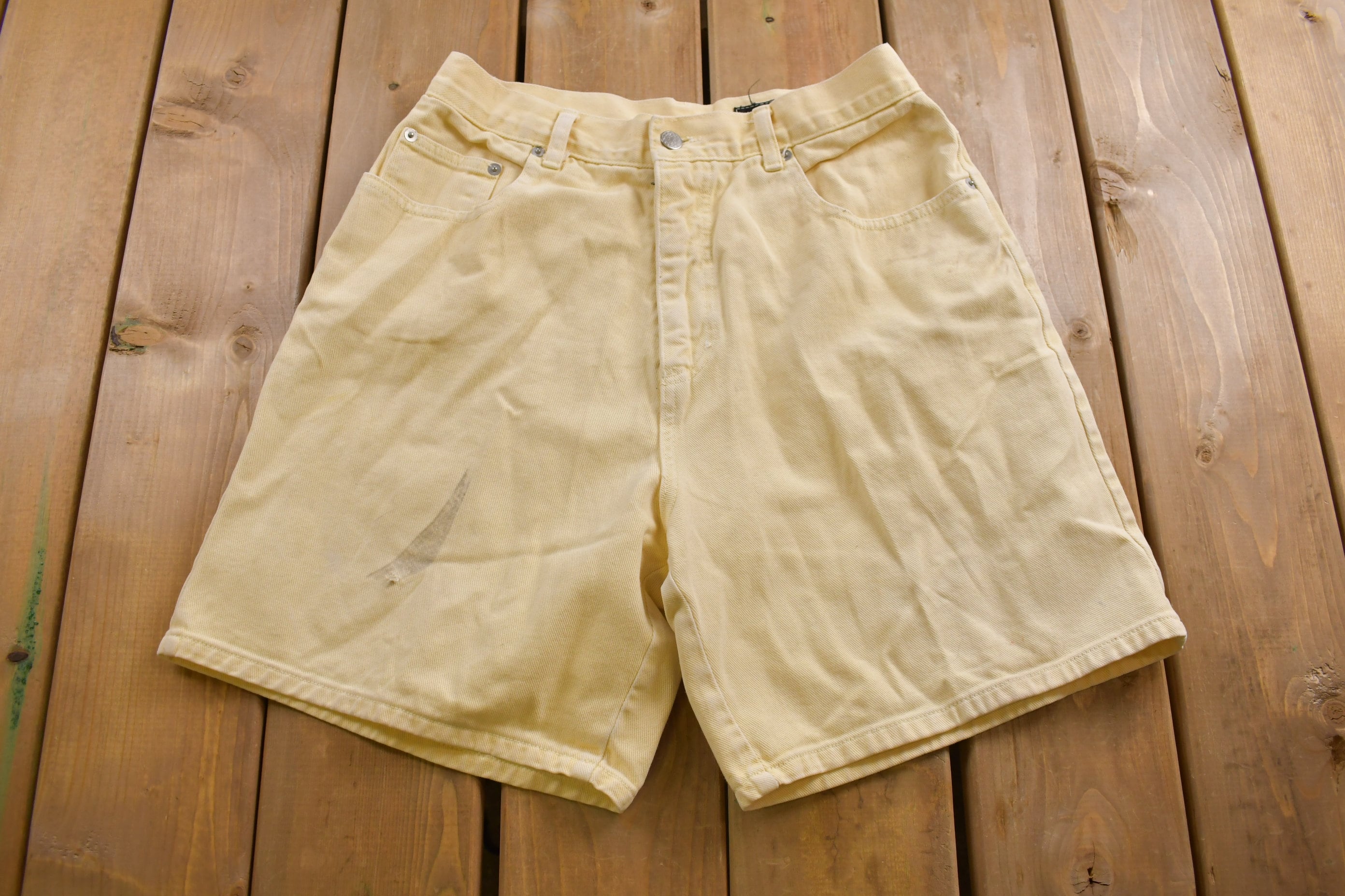 Vintage 1990s Pasta Yellow Jean Shorts 28 x 7