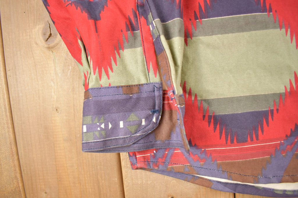 Vintage 1990s Earthbound Trading Co Aztec Pattern Button Up Shirt Heavy Weight
