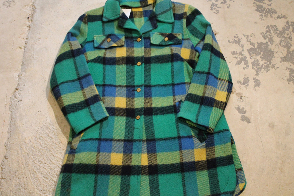 Vintage 1950s Green Plaid Winter Wear Jacket