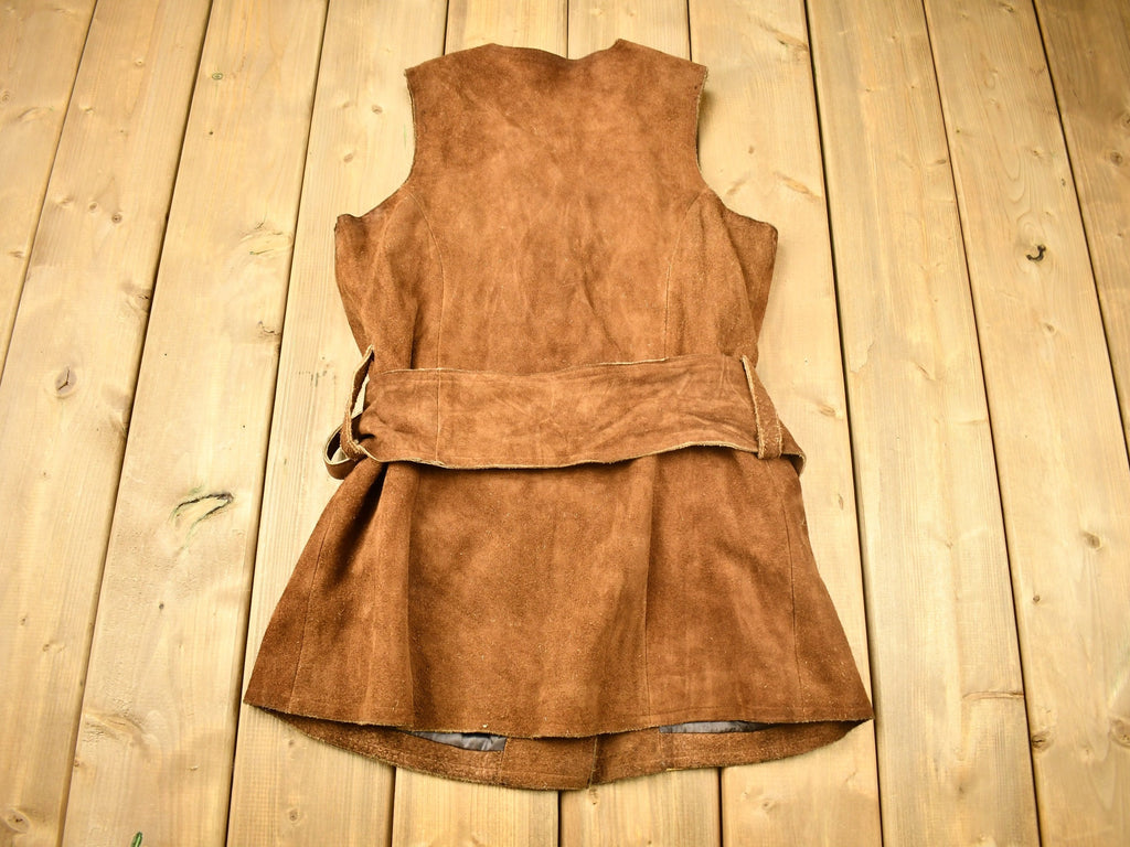 Vintage Early 1970s Genuine Leather Suede Buckle Vest