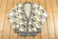 Vintage 1990s London Fog Knit Abstract Pattern Cardigan Sweater Mens Large