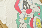 Vintage 90's Looney Tunes Christmas Lounge T-Shirt , All Over Print , Made In USA , Graphic , Single Stitch , 90s