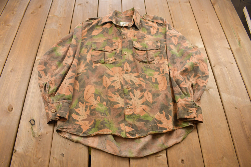 Vintage 1980s Kelly Kamo Tru Leaf Camo Button Up Shirt