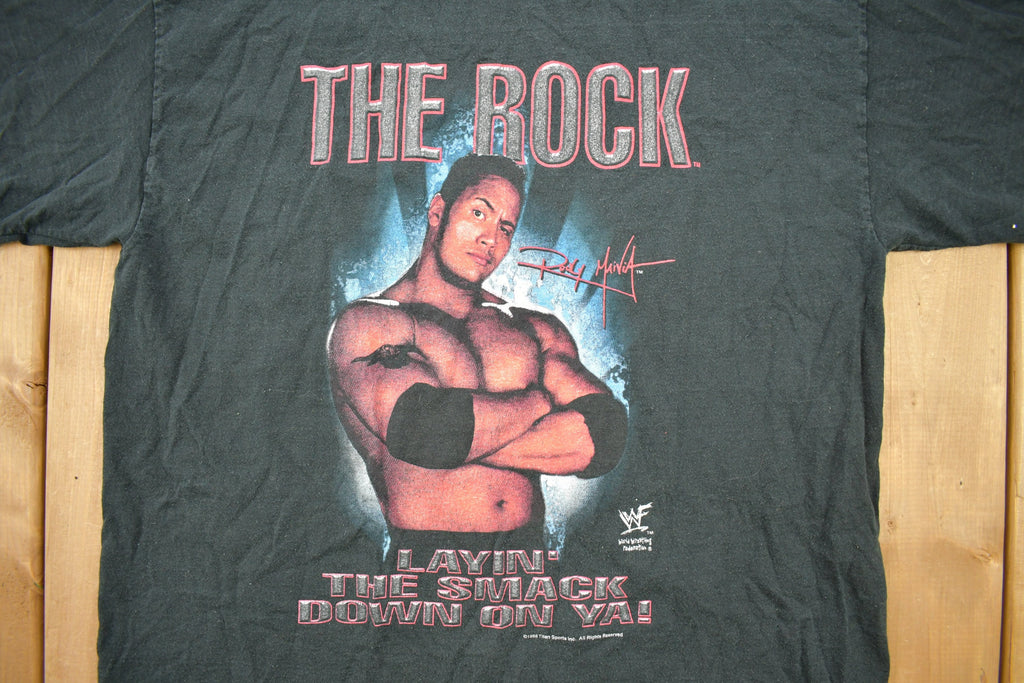 Vintage 1998 The Rock Layin' The Smack Down Graphic T-Shirt