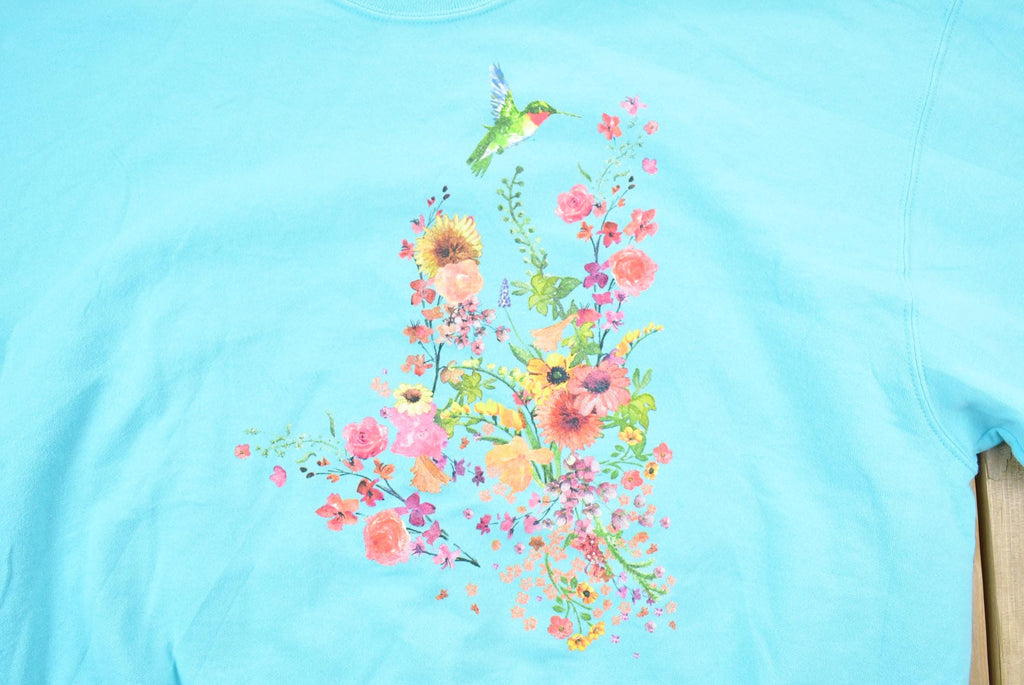 Vintage 1990s Hummingbird Floral Print Cute Crewneck Sweater