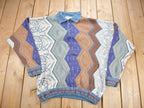 Vintage 1990s Carlo Alberto 3D Coloured Cable Knit Sweater