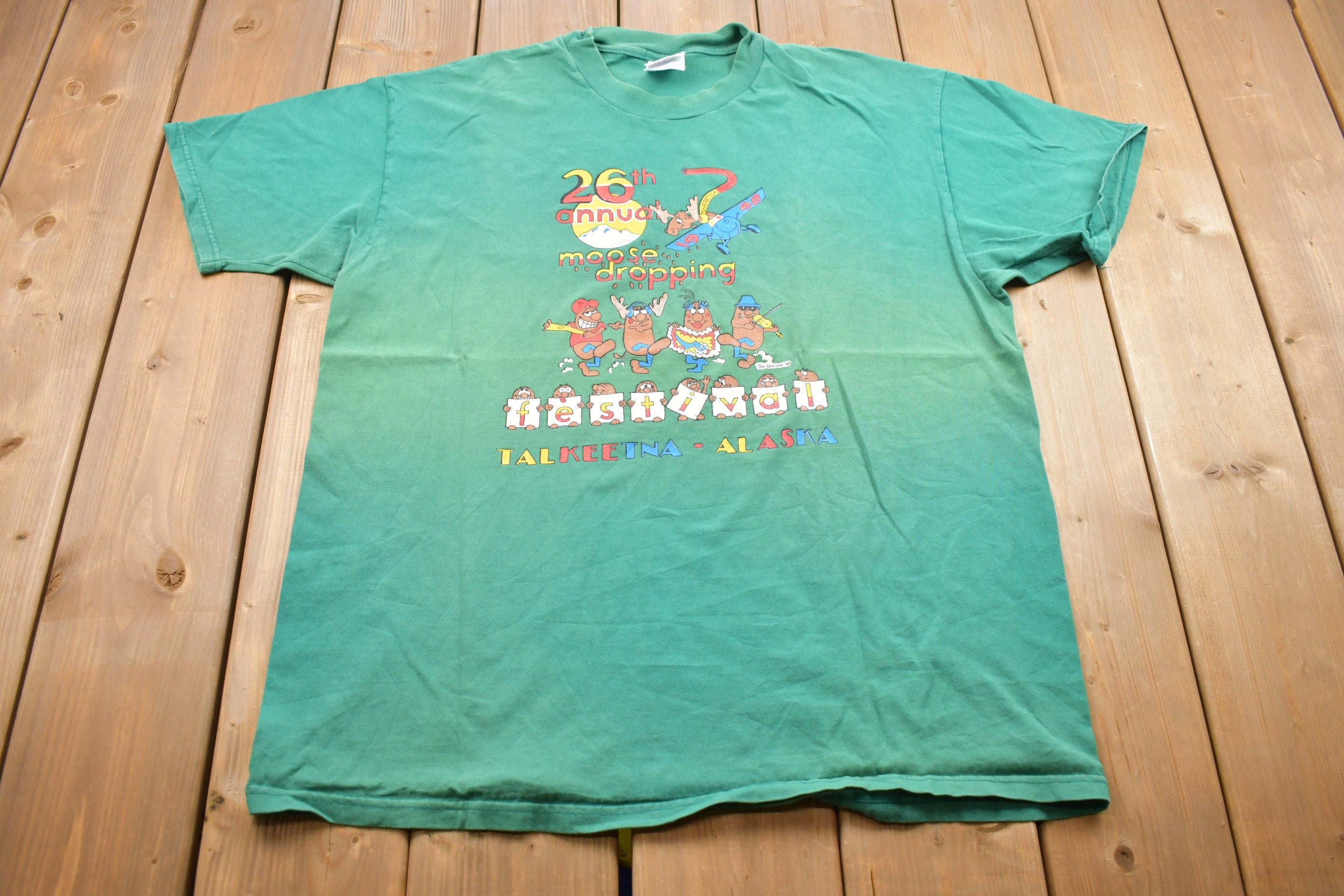 Vintage 1998 Hanes Moose Dropping Graphic T Shirt